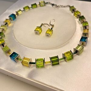 Rosselini Necklace & Earrings Colorful Designer Carola Eckrodt Handmade Germany